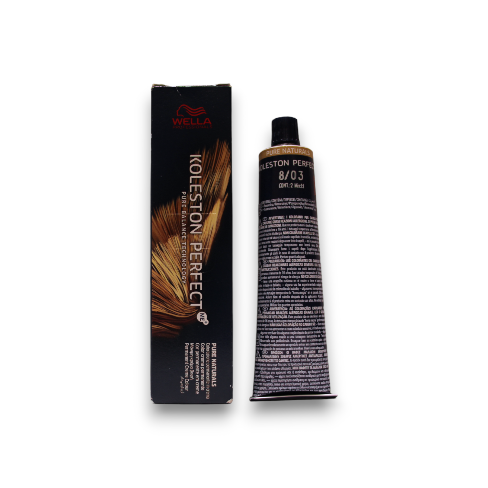Wella Professionals, Koleston Perfect Me+, Vopsea permanentă de păr, 8/03 Light Blond Natural Golden, 60 ml